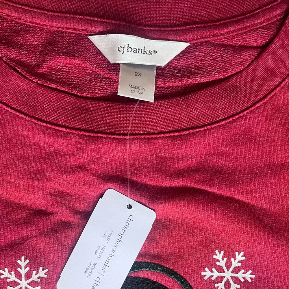 Christopher & Banks Red Snowflake Graphic Top - Picture 4 of 5